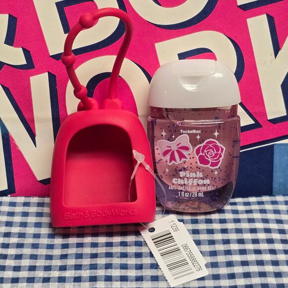 BBW Pink Rubber Pocketbac Holder & Pink Chiffon Refill - Picture 1 of 2